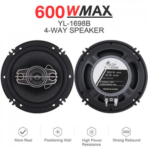 2pcs 6.5 Inch 600W 4 Way Universal Car Coaxial Auto Music Stereo Full Range Frequency Hifi Speakers Non-destructive Installation