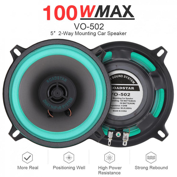 1pcs 5 Inch 100W Universal Car HiFi Coaxial Speaker Vehicle Door Auto Audio Music Stereo Full Range Frequency Speakers for Cars