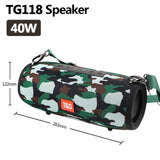 40W TG118 Bluetooth speaker outdoor wireless Column Subwoofer Music Center BoomBox portable 3D stereo 3600mAh battery FM/TF/AUX